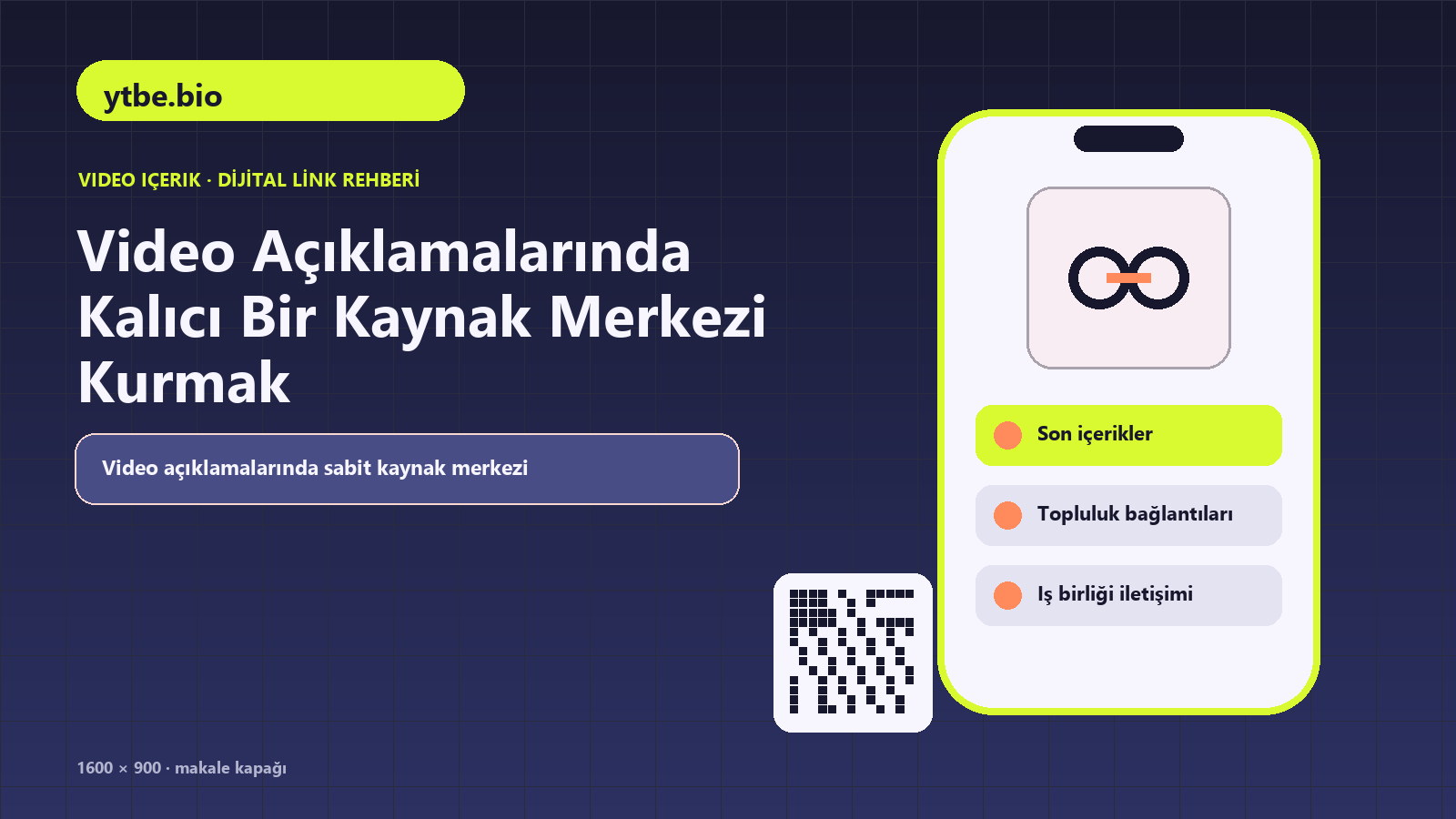 Video Açıklamalarında Kalıcı Bir Kaynak Merkezi Kurmak için kanal ve seriler, son içerikler, topluluk bağlantıları içeren kapak görseli